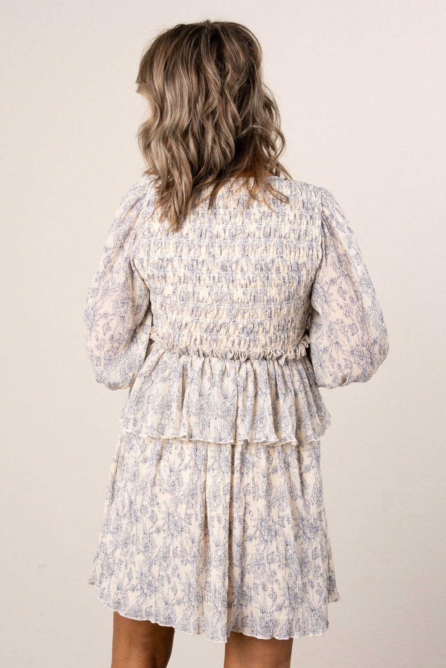 Floral Frill Hem Square Neck Dress