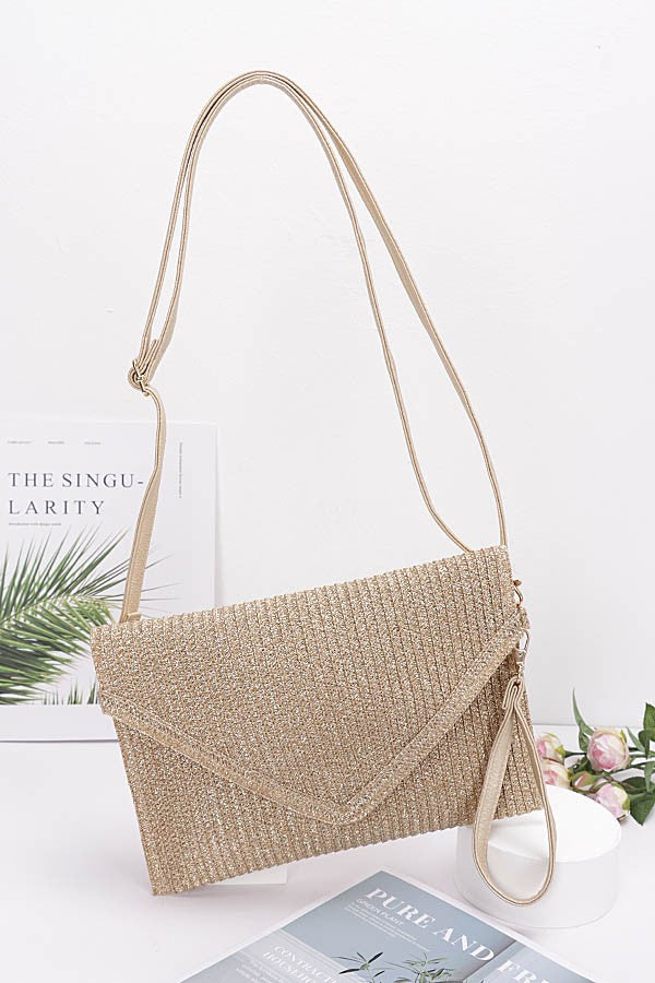 Cabana Metallic Raffia Clutch Bag