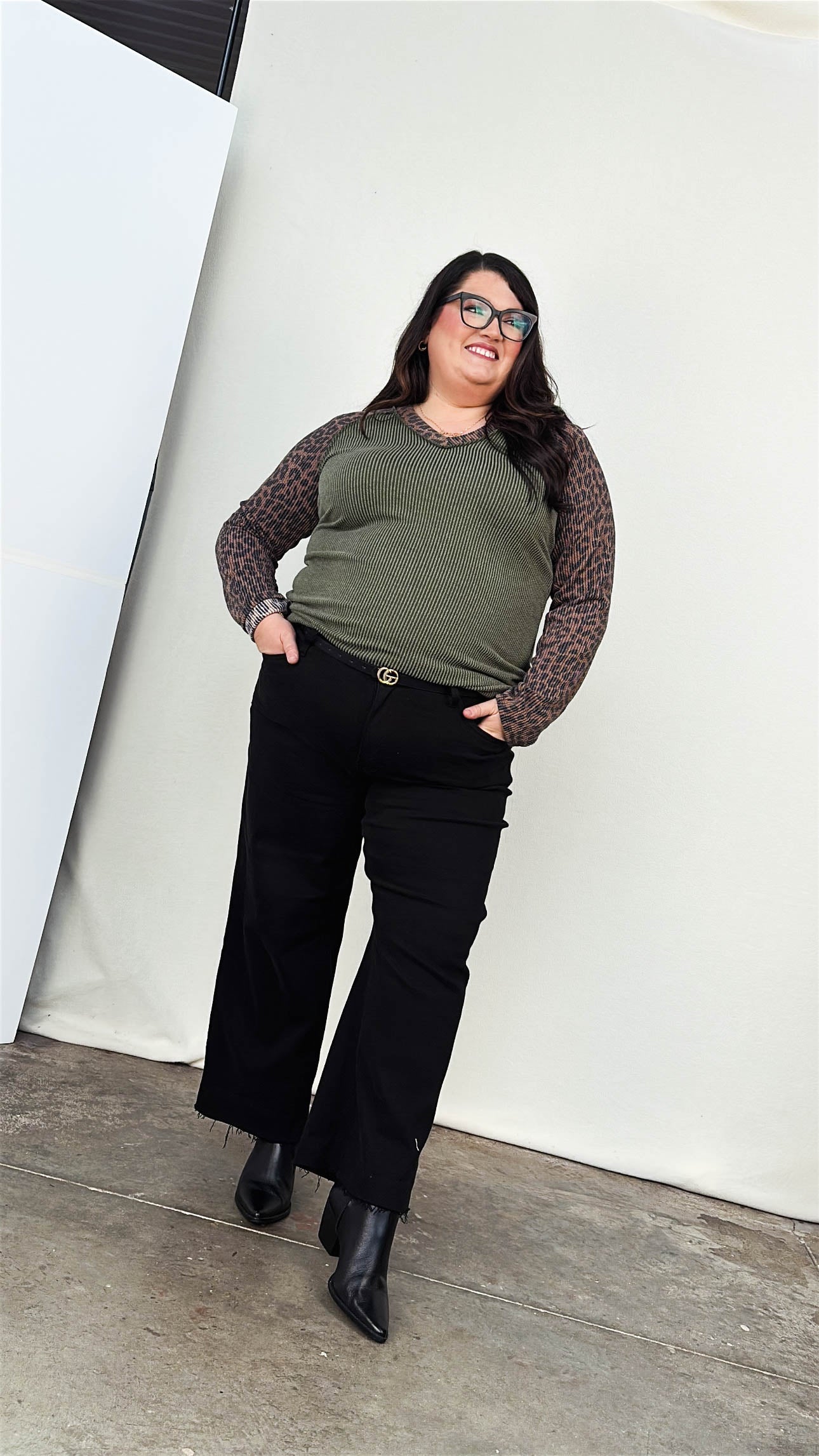 Monroe Ribbed Mixed Print Top