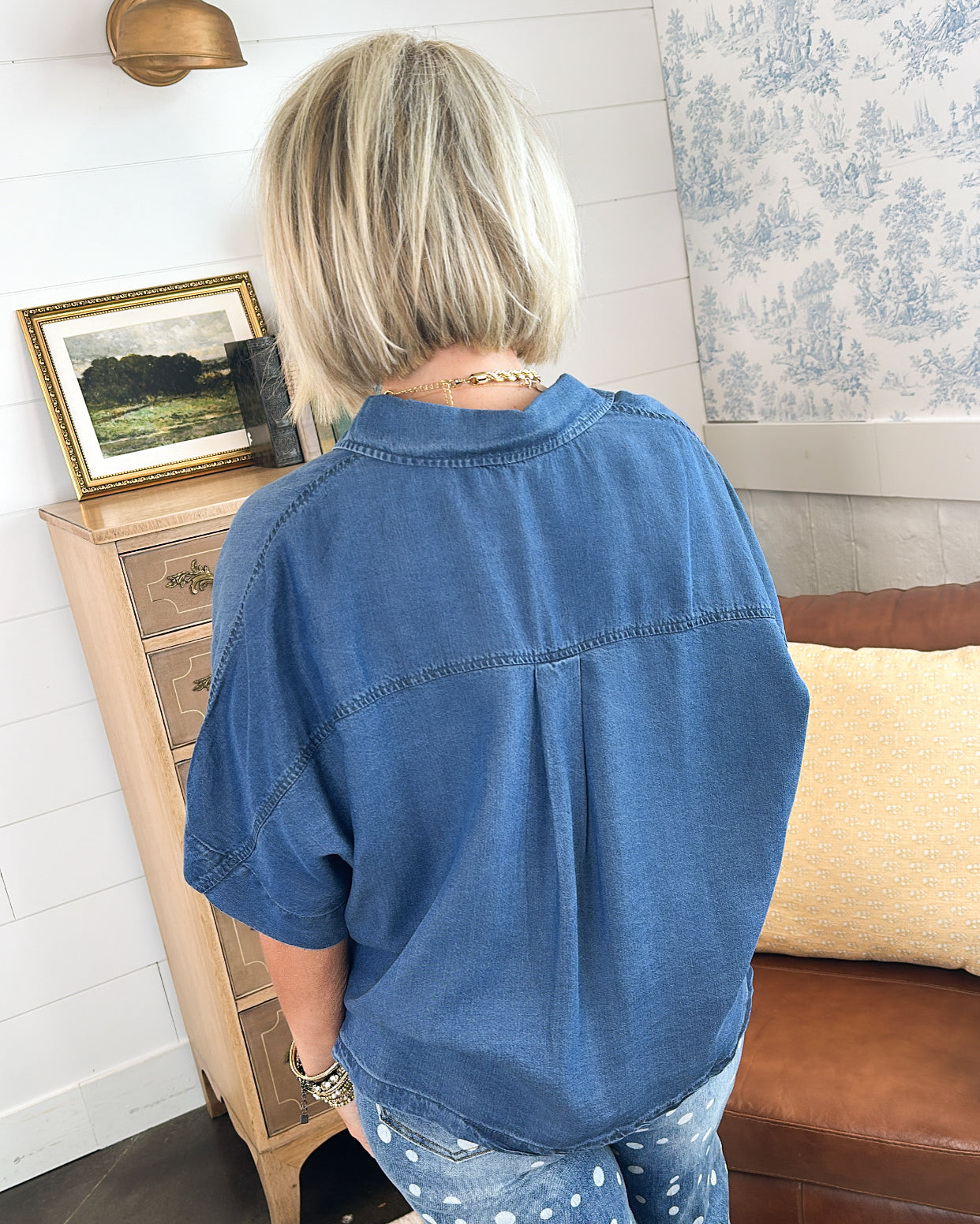 Feeling True Blue Chambray Pocket Shirt