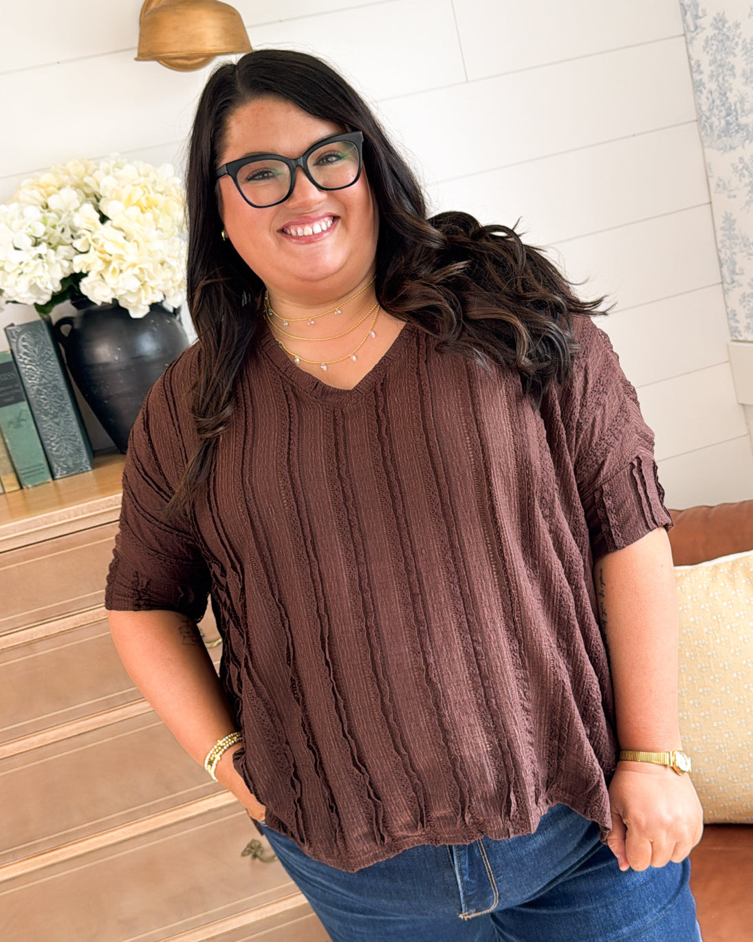 Tea For Two Lace Detail Dolman Top