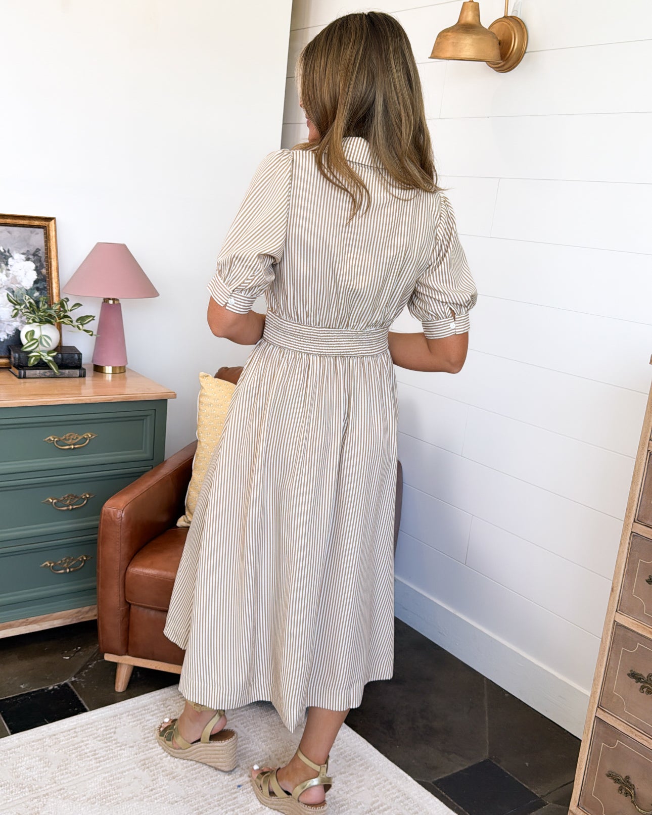 Meet Me Seaside Striped Zip Up Midi Dress