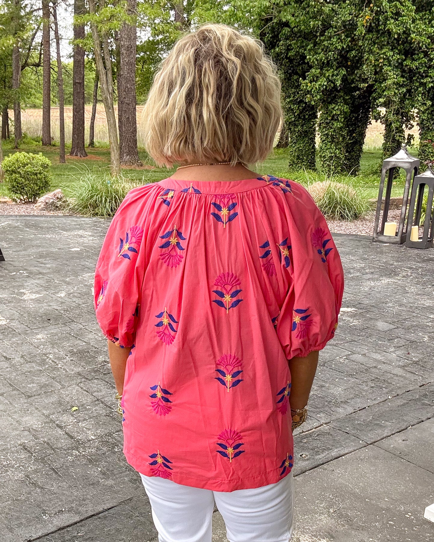 Much Fanfare Floral Embroidered Top