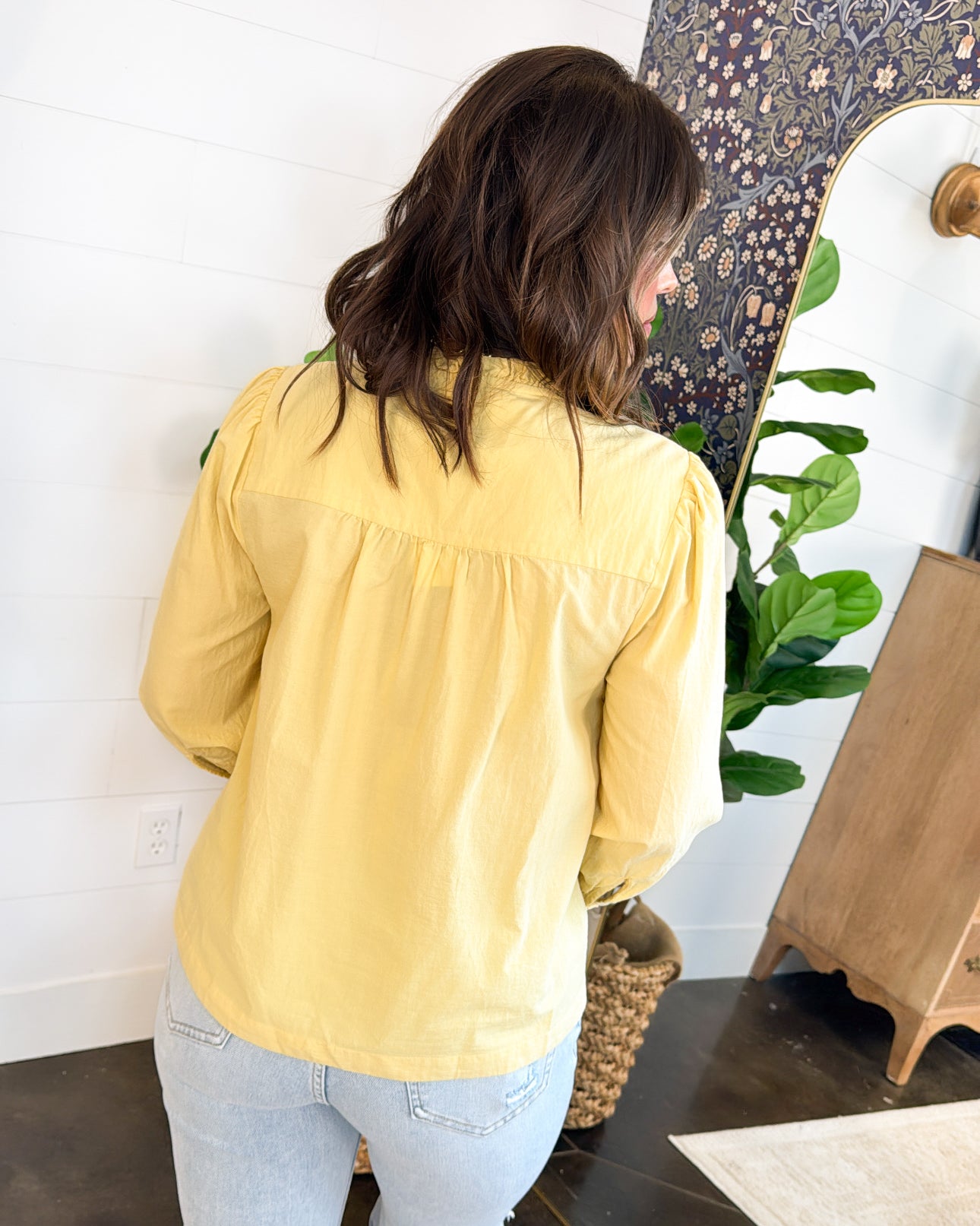 Beautiful Life Shirred Button Loop Blouse