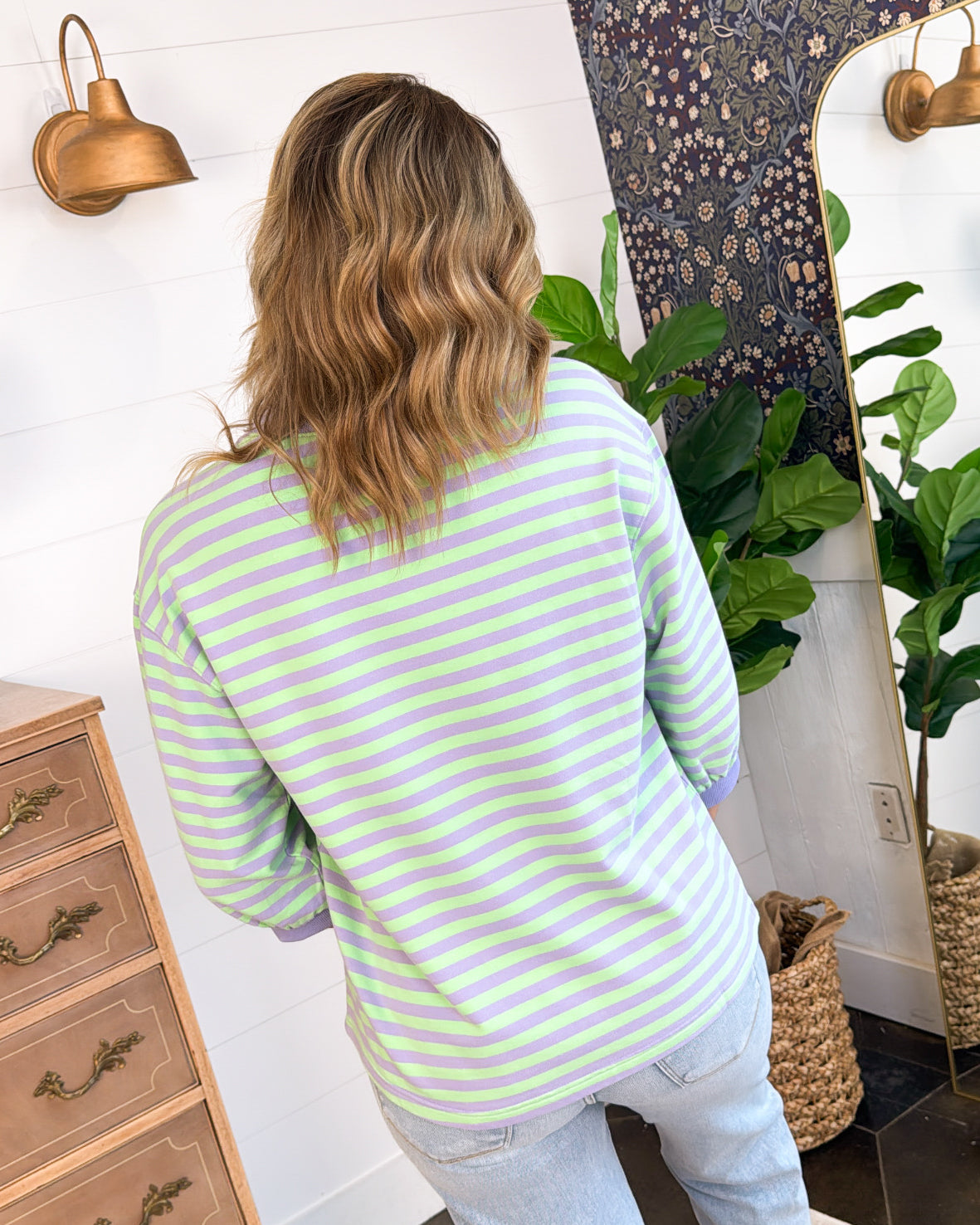 At Your Leisure Striped Top Stitch Knit Top