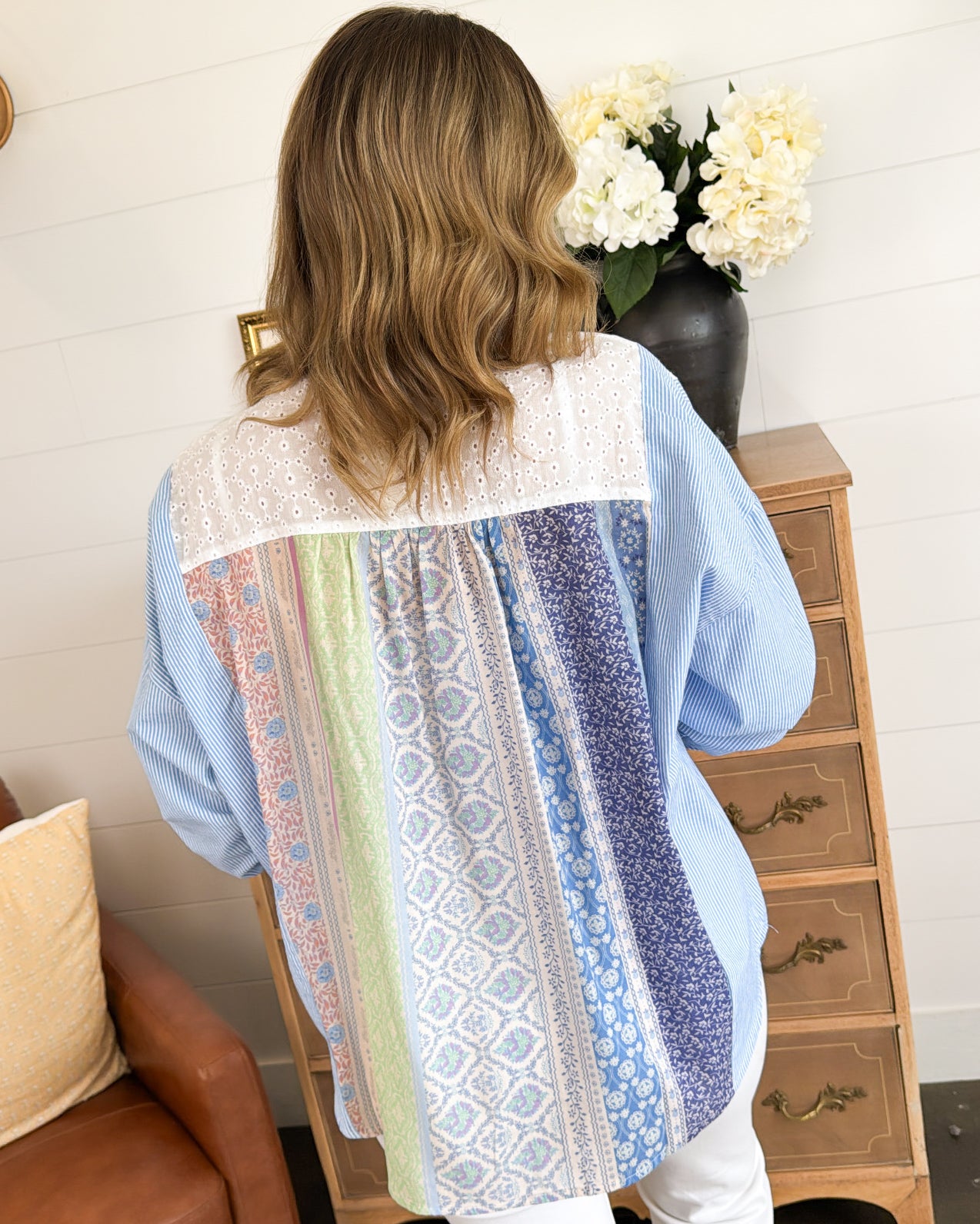 Gypsy Skies Floral Border Lace Detail Shirt