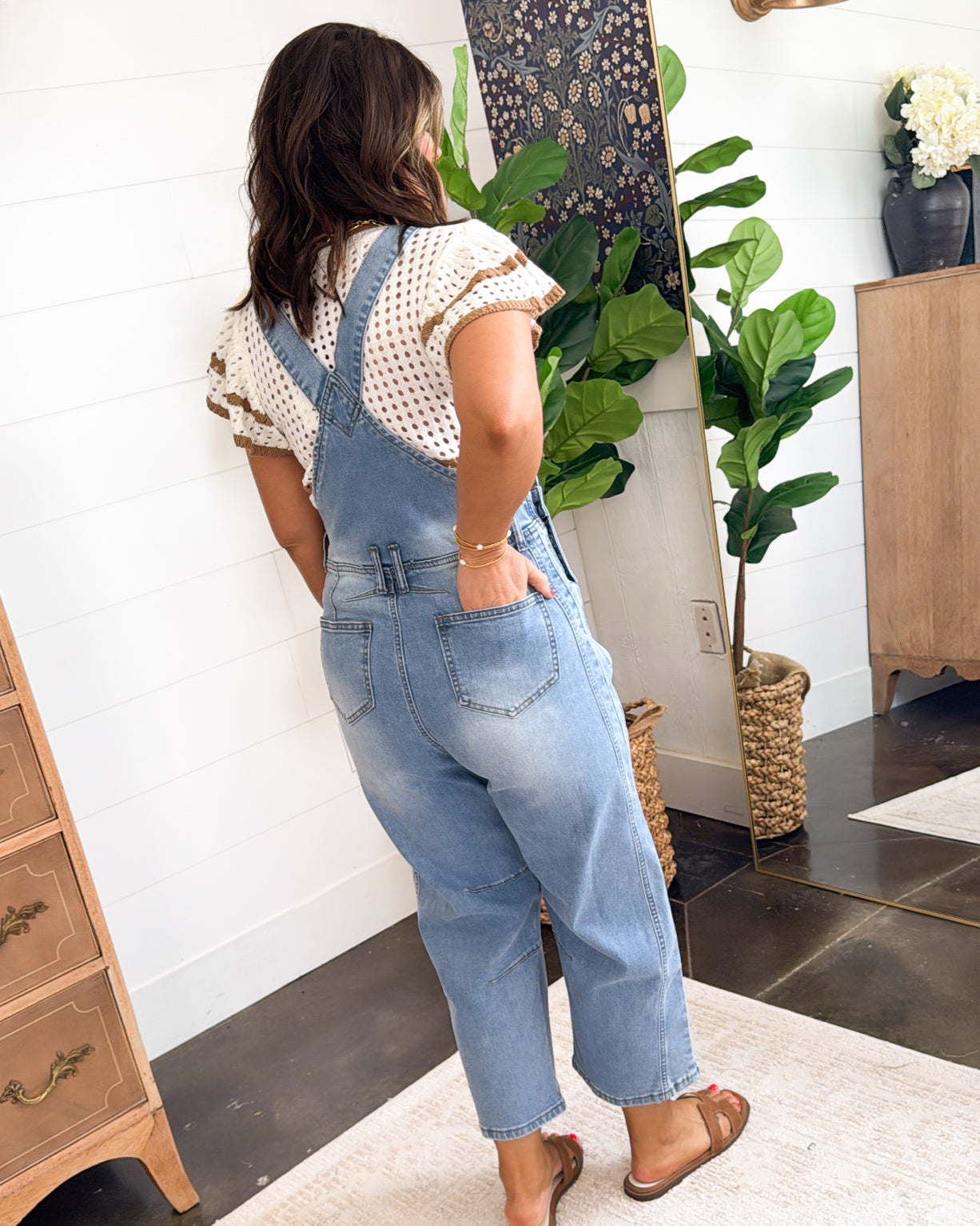 Nashville Nights Crop Denim Overall Jumpsuit