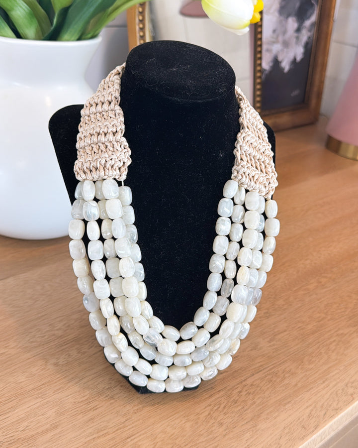 Island Escape Beaded Raffia Layered Necklace