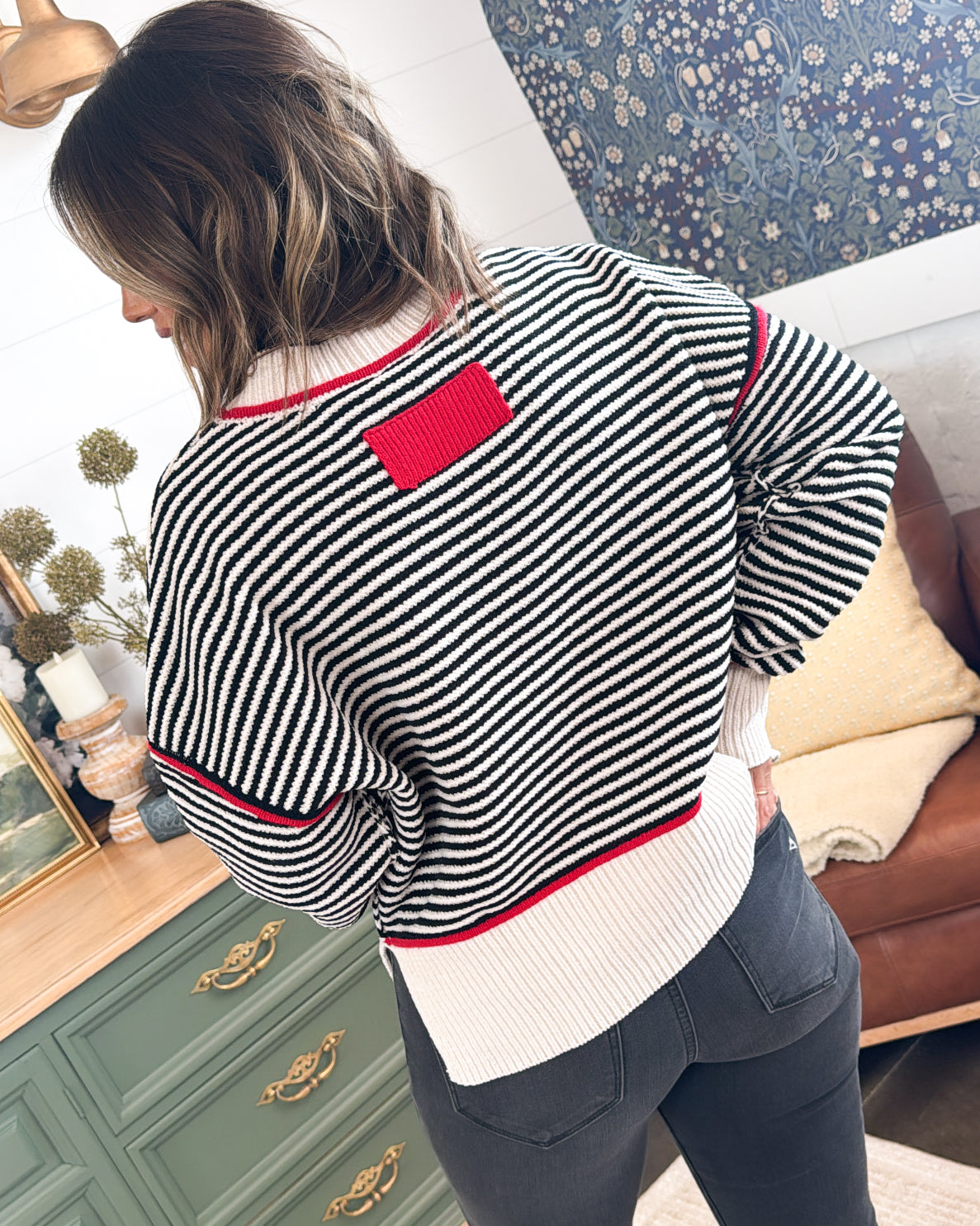 In The Details Striped Contrast Trim Sweater