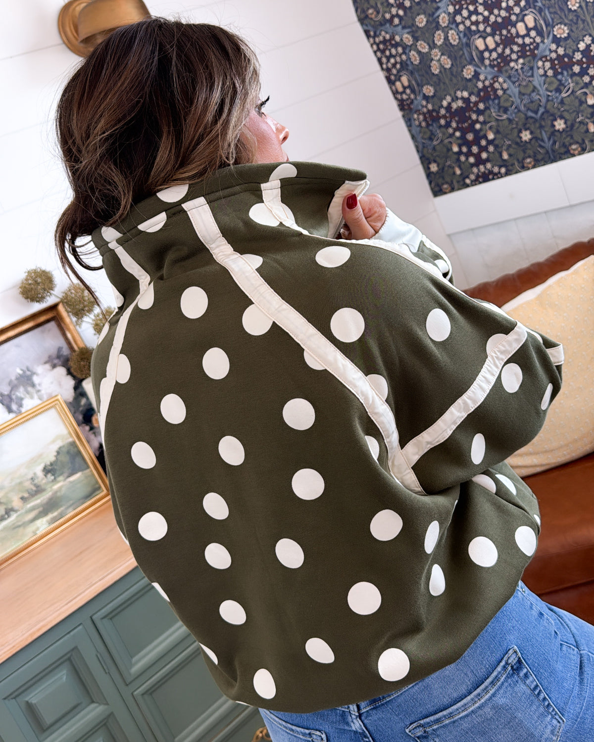Sweet Spot Polka Dot Half Zip Pullover