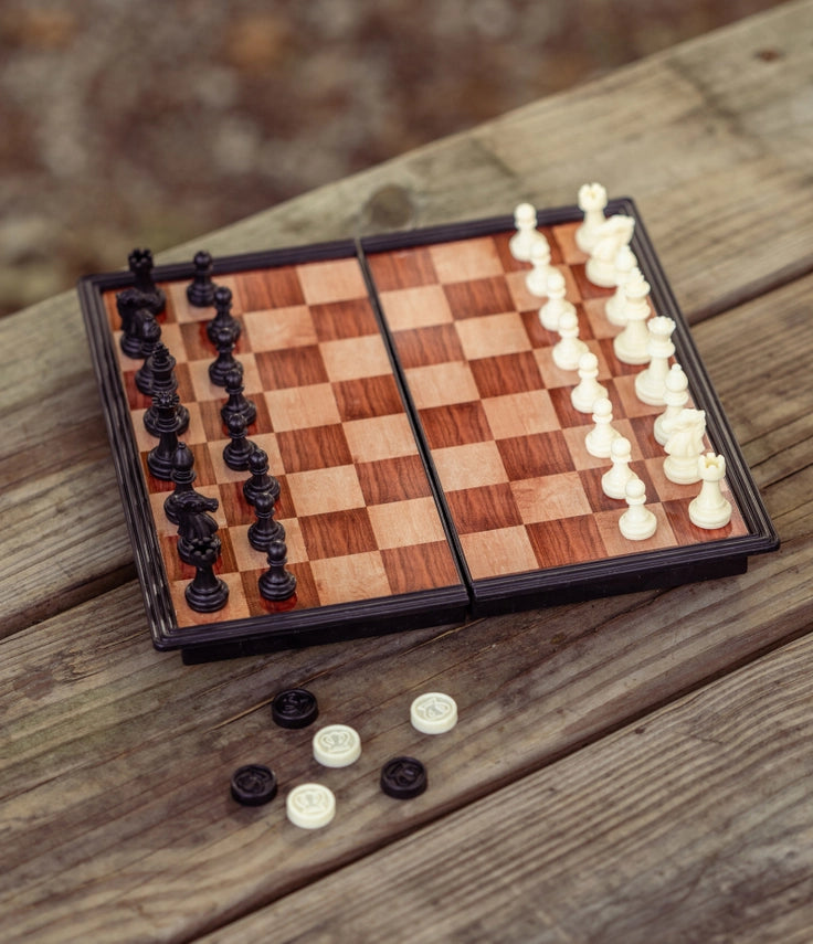 Magnetic Travel Chess + Checker Game