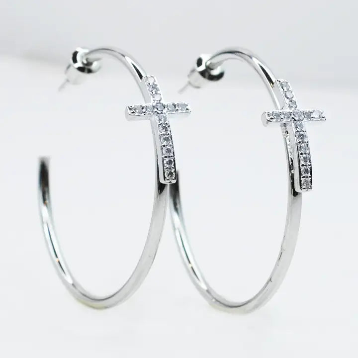 Crossed Grace Hoop Earrings