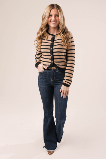Striped Gold Button Cardigan