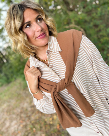 Double Vision Striped Layered Look Shirt