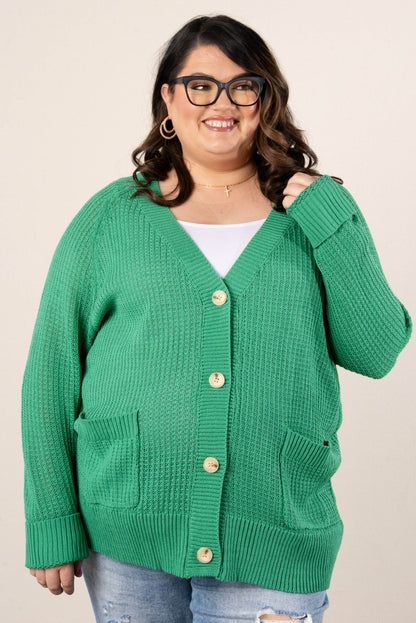 Open Knit Button Up Cardigan