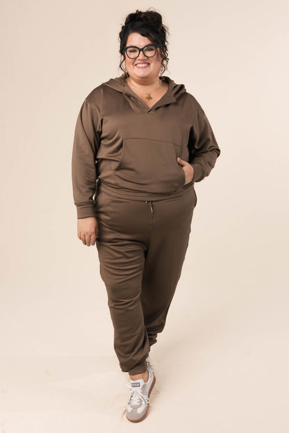 Split Neck Hooded Pullover