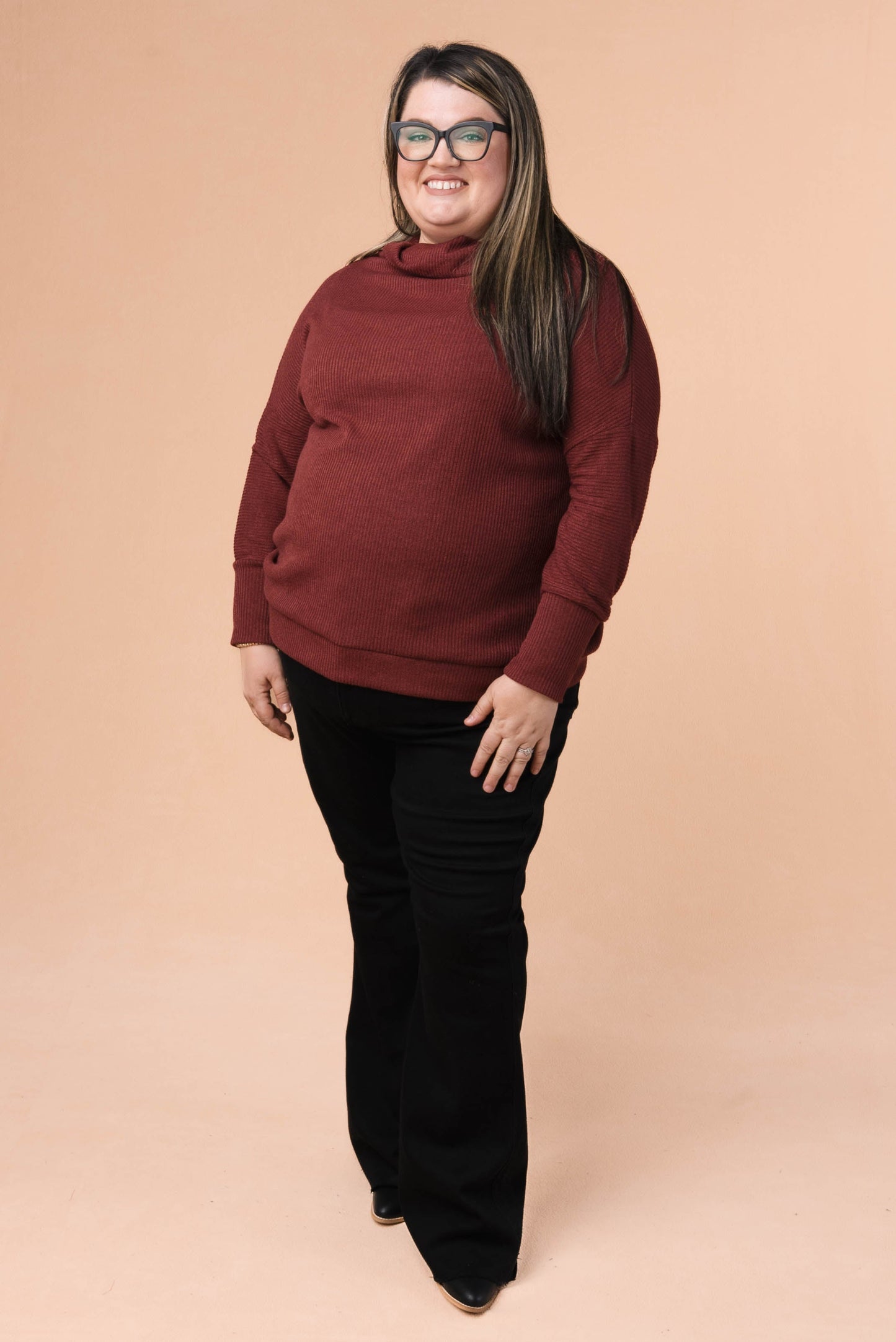 Ribbed Draped Neck Top