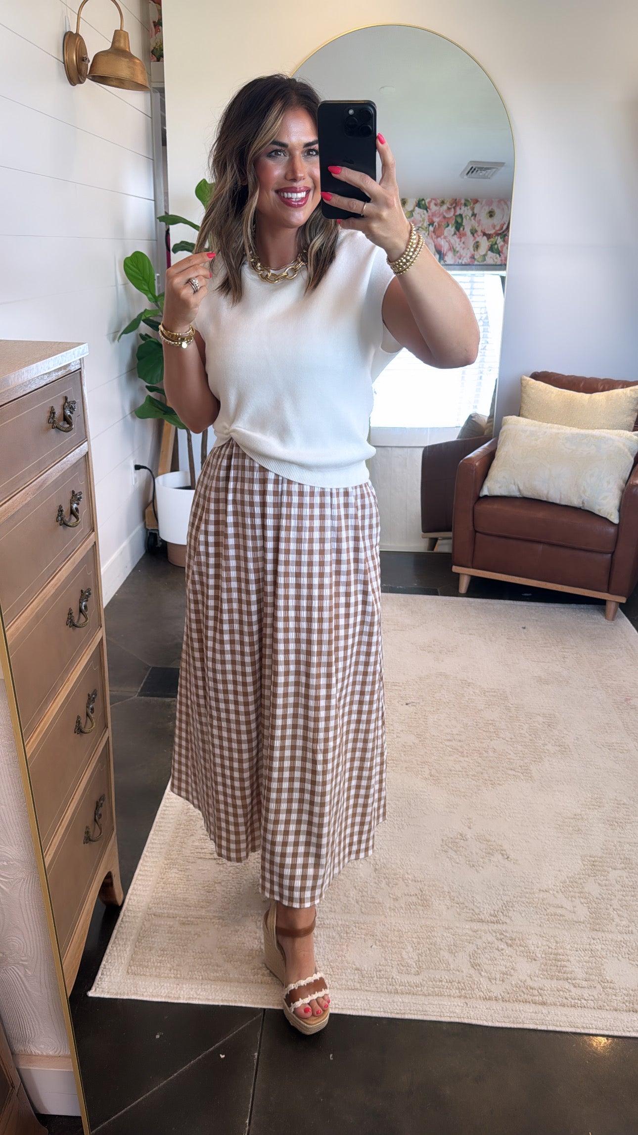 Parkside Picnic Sweater + Gingham Midi Dress Set