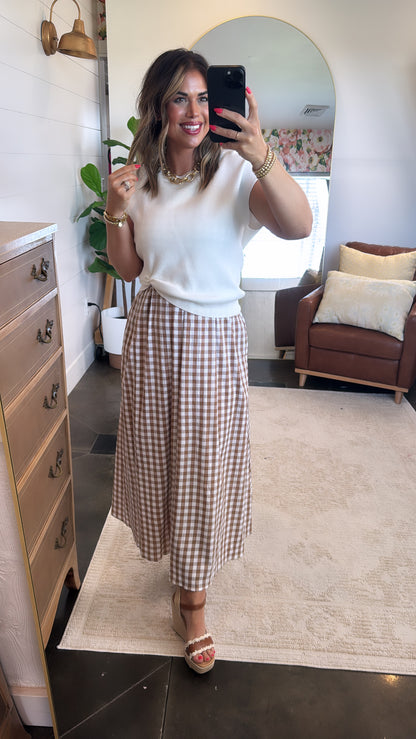 Parkside Picnic Sweater + Gingham Midi Dress Set