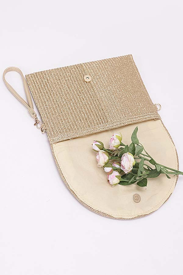 Riviera Metallic Raffia Clutch Bag