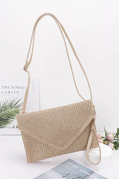 Cabana Metallic Raffia Clutch Bag