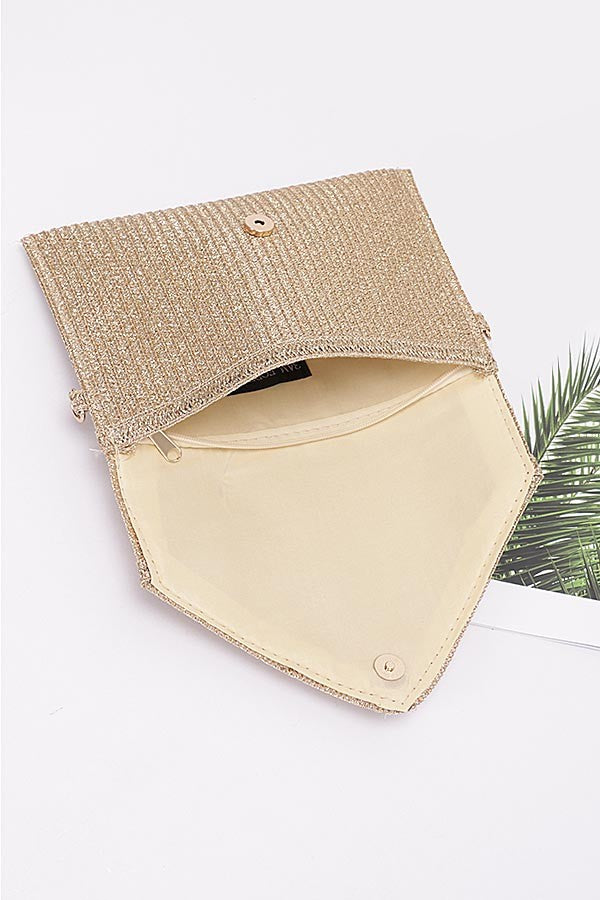Cabana Metallic Raffia Clutch Bag