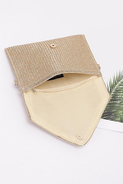 Cabana Metallic Raffia Clutch Bag