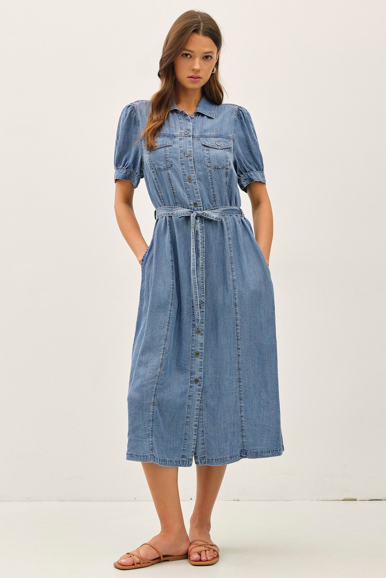 Always A Classic Tencel Midi Shirt Dress