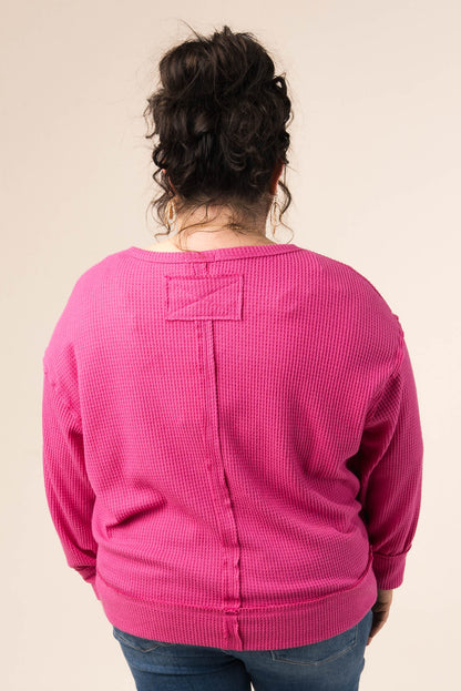 Waffle Knit Raw Seamed Top *Final Sale*