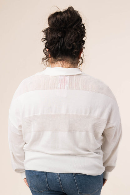 Mixed Knit Half Zip Pullover