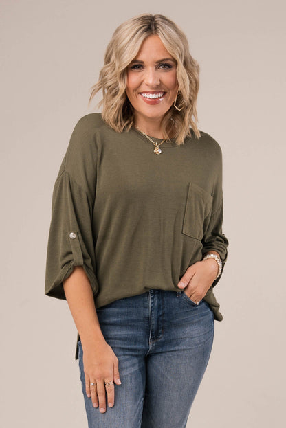 Hacci Knit Tab Sleeve Top