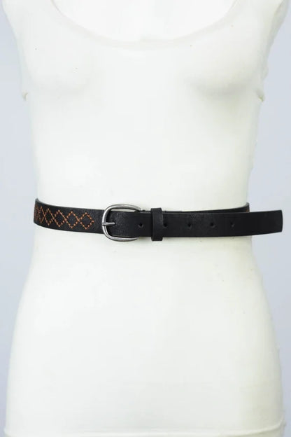 Diamond Embroidered Buckle Belt