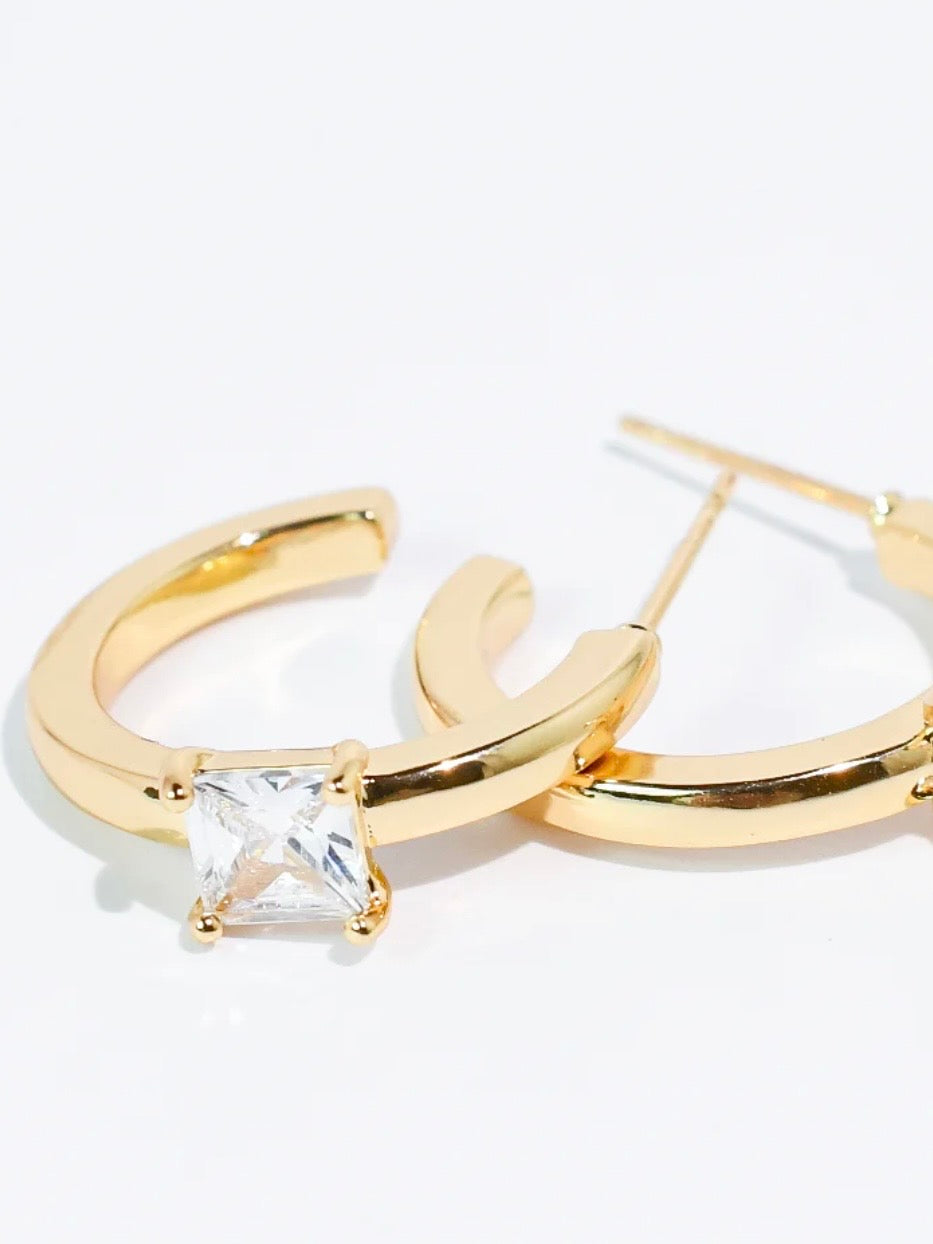 Treasure Jewels | Luxe Solitaire Hoop Earrings