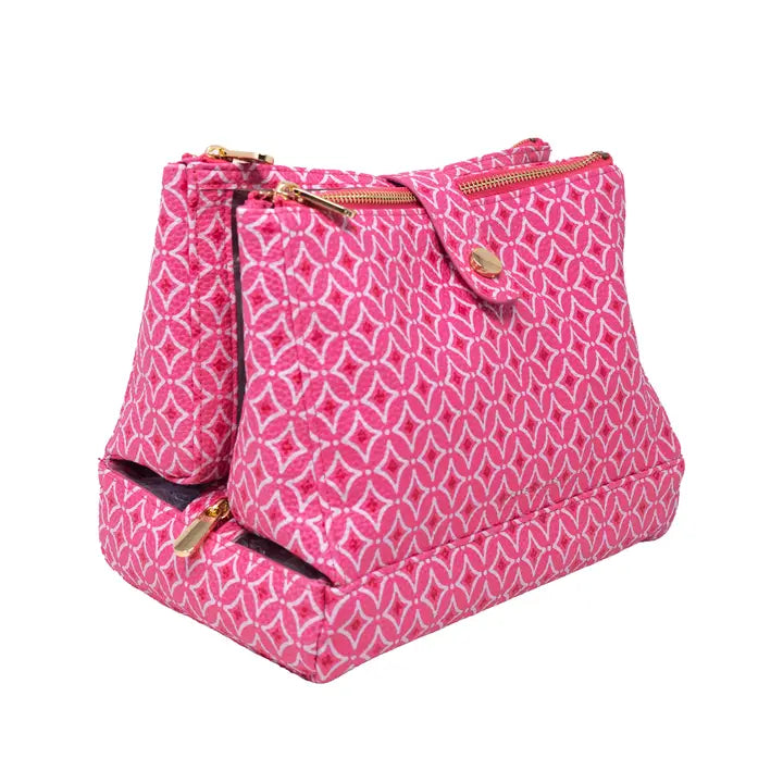 Geo Lay Flat Travel Makeup Bag