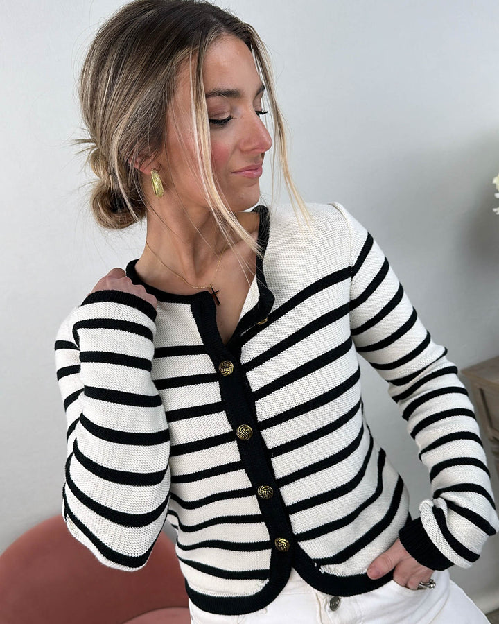 Striped Gold Button Cardigan