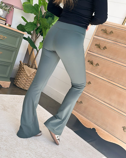 Ready To Jet Crossover Waist Flared Yoga Pants