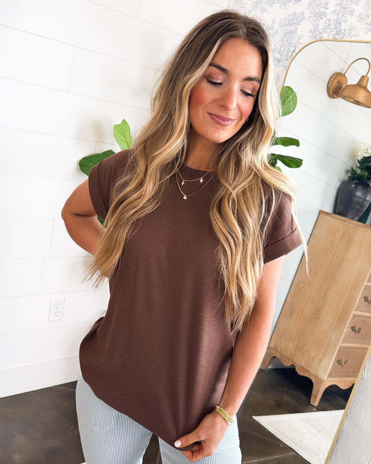 Best Of Me Slub Knit Cuffed Sleeve Top