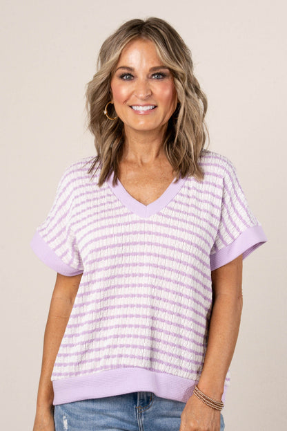 Textured Stripe Dolman Top