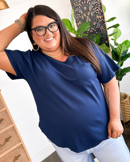 Hometown Gal Wide Rib Pocket Top