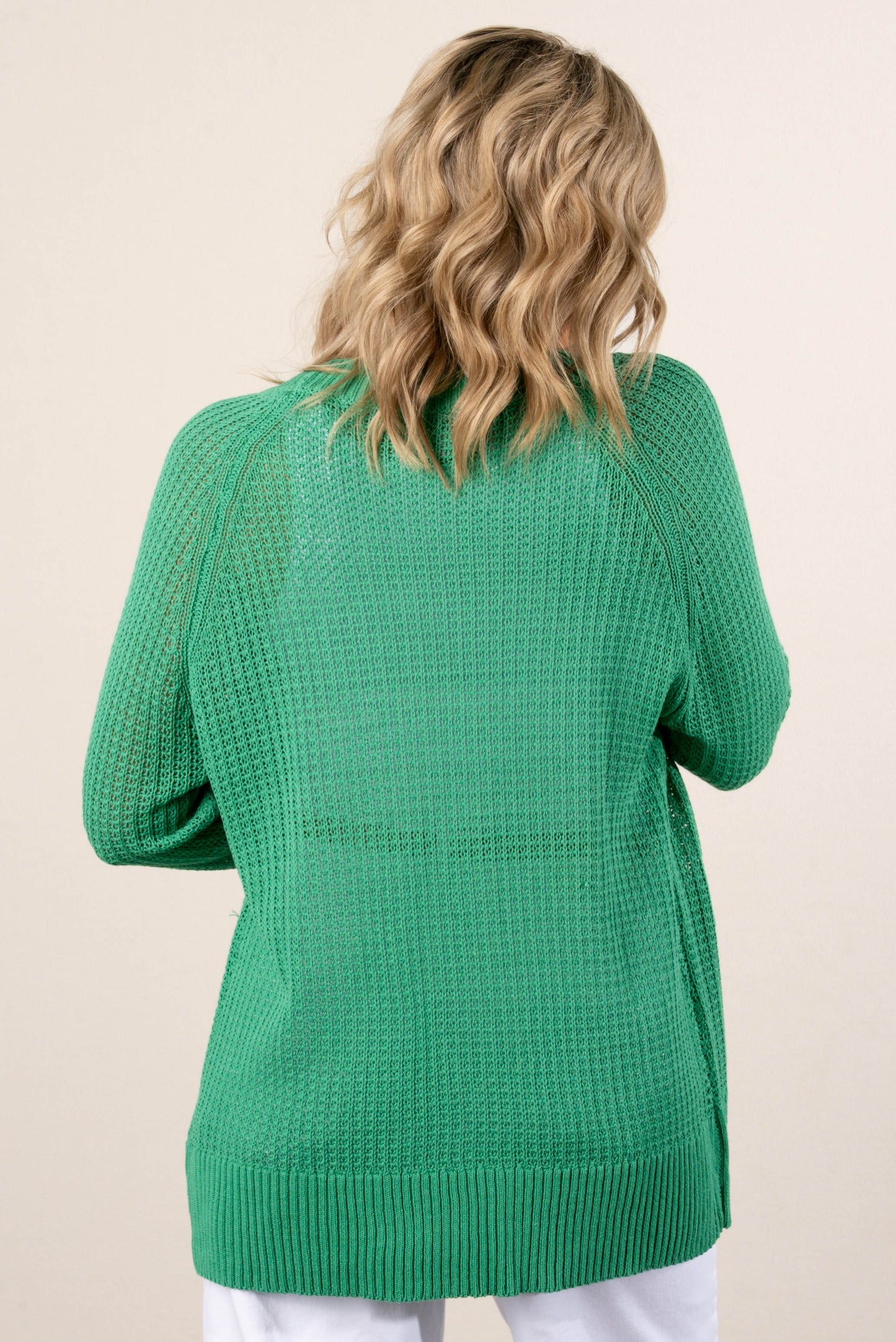 Open Knit Button Up Cardigan