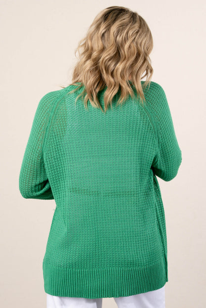 Open Knit Button Up Cardigan