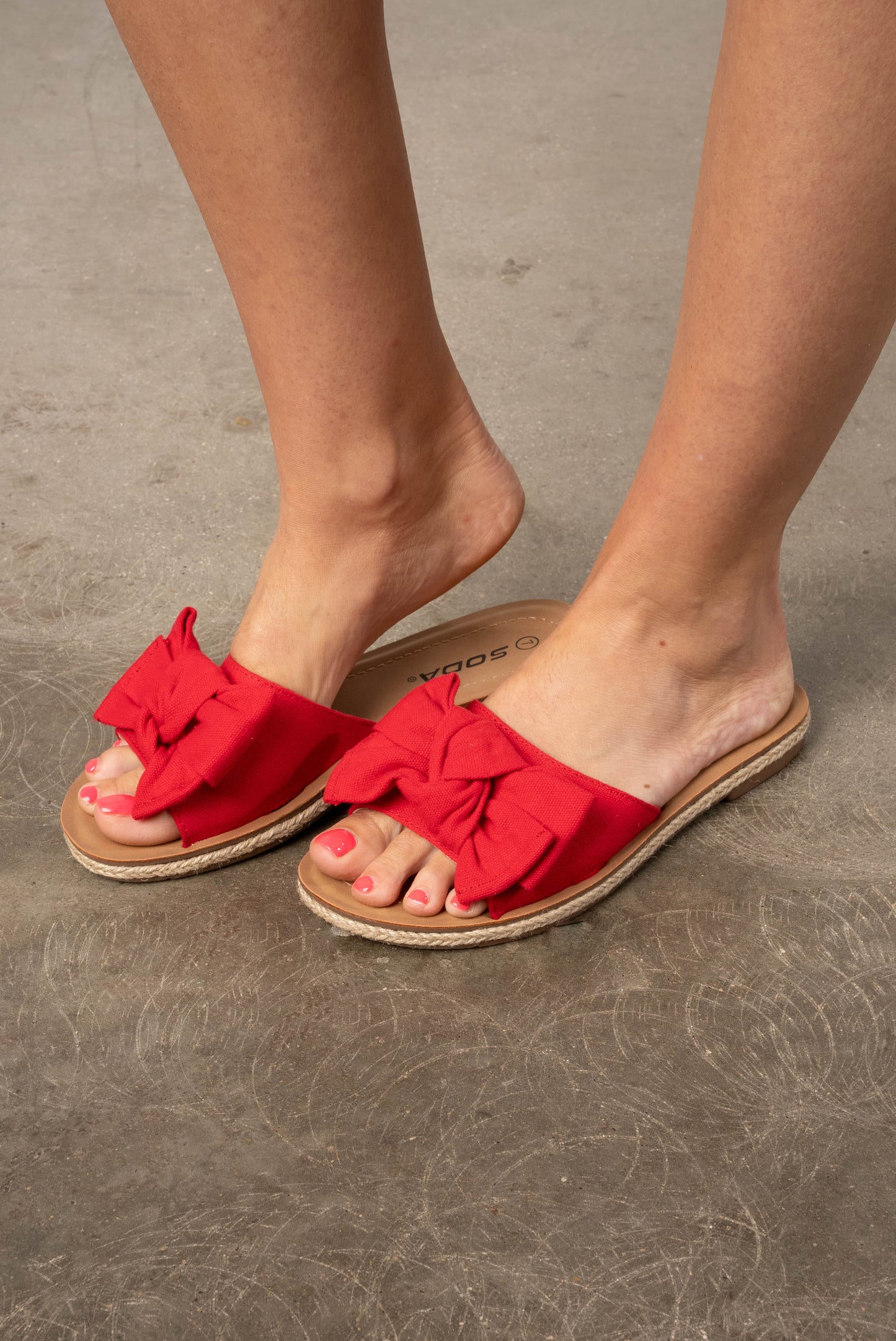 Soda | Script Bow Slide Sandal