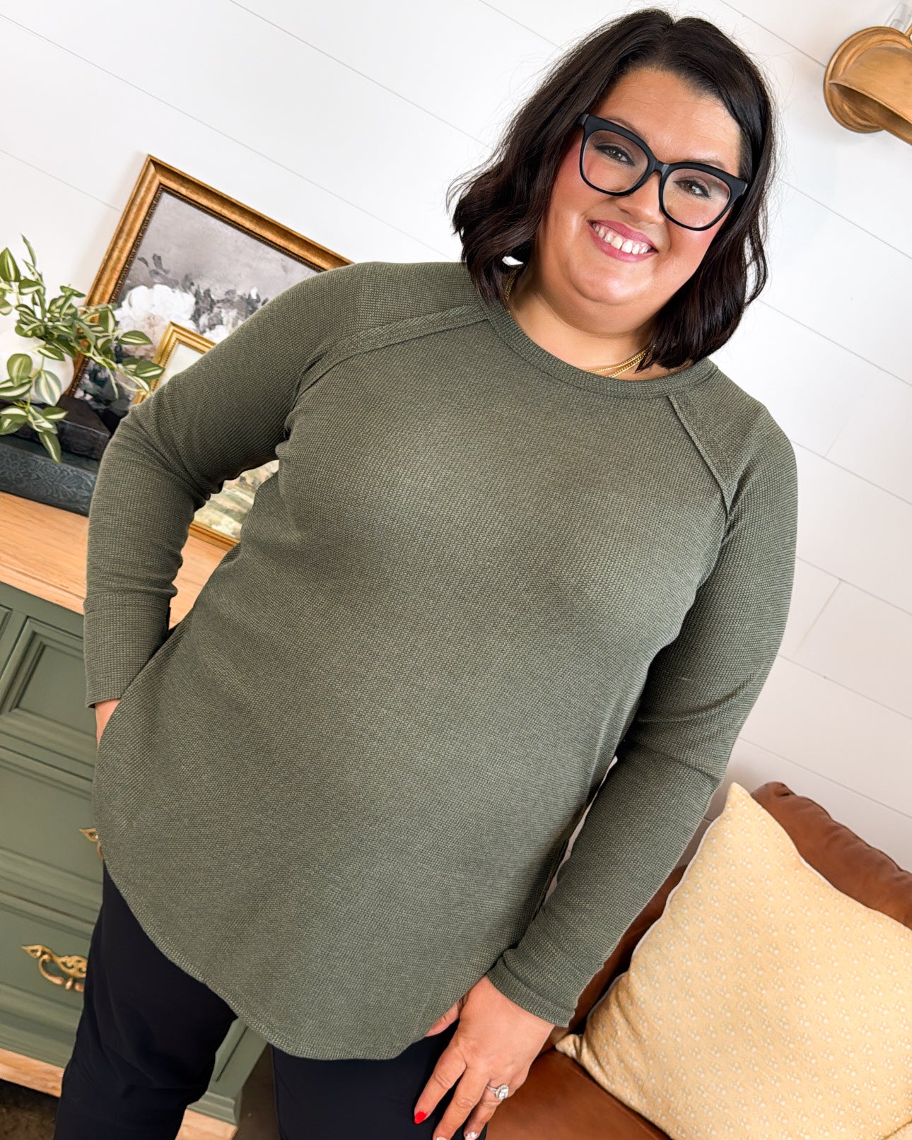 Everly Baby Waffle Knit Raglan Top