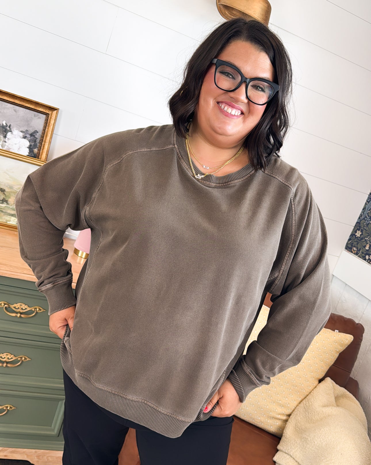 Margo Wash Dyed Exposed Seam Pullover