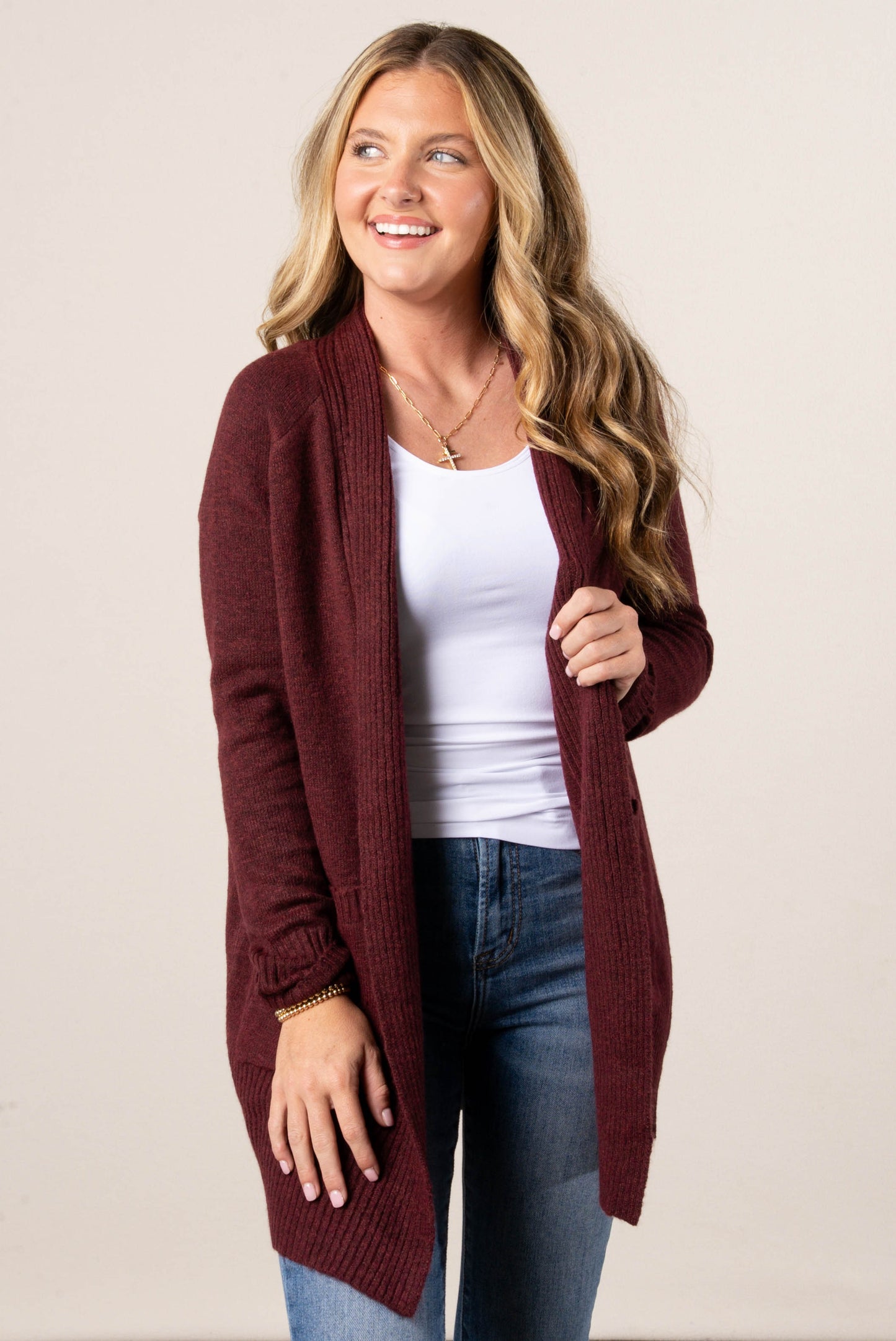 Lennon Mixed Knit Sweater Cardigan