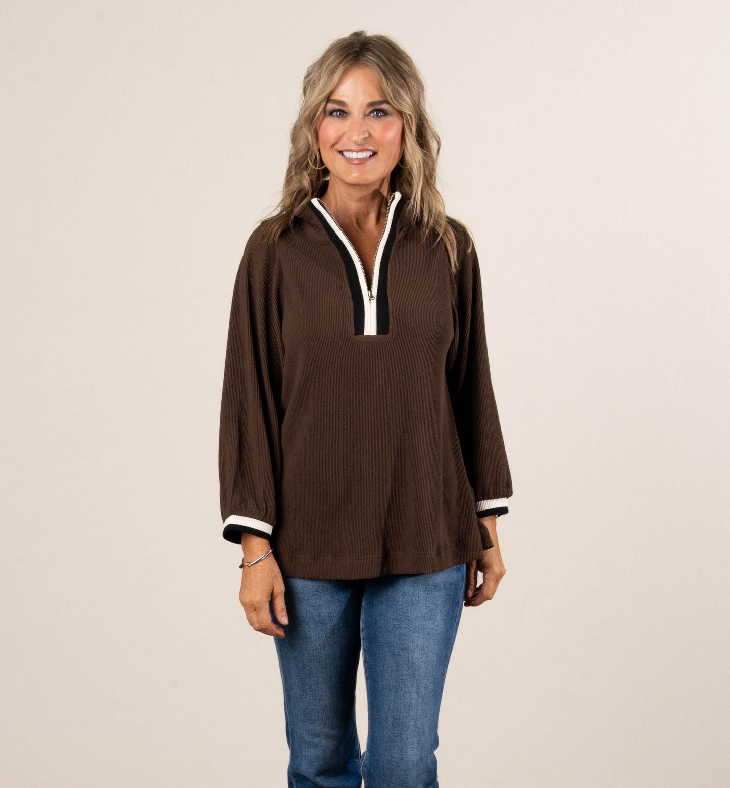 Riviera Contrast Trim Half Zip Pullover