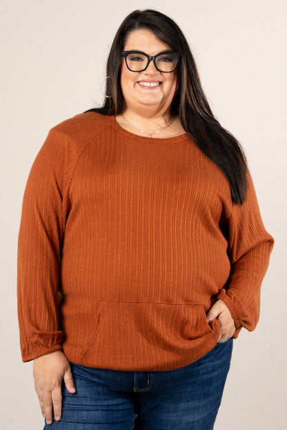 Crisp Days Ribbed Drawstring Waist Top