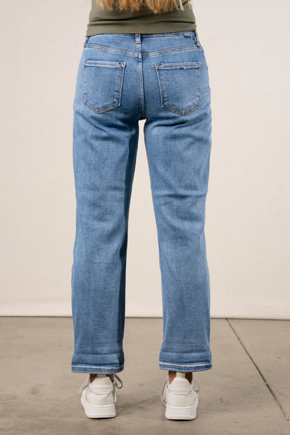 Risen Denim | Hollis Mid Rise Crop Barrel Jeans