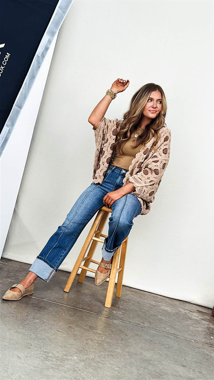 Risen Denim | Jackie High Rise Cuffed Straight Leg Jeans