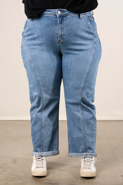 Risen Denim | Hollis Mid Rise Crop Barrel Jeans